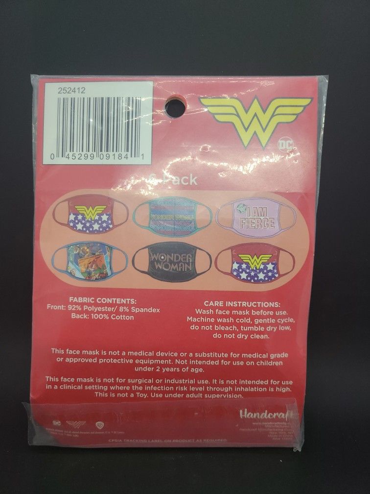 Wonder Women 6pk Washable Children's Face Mask