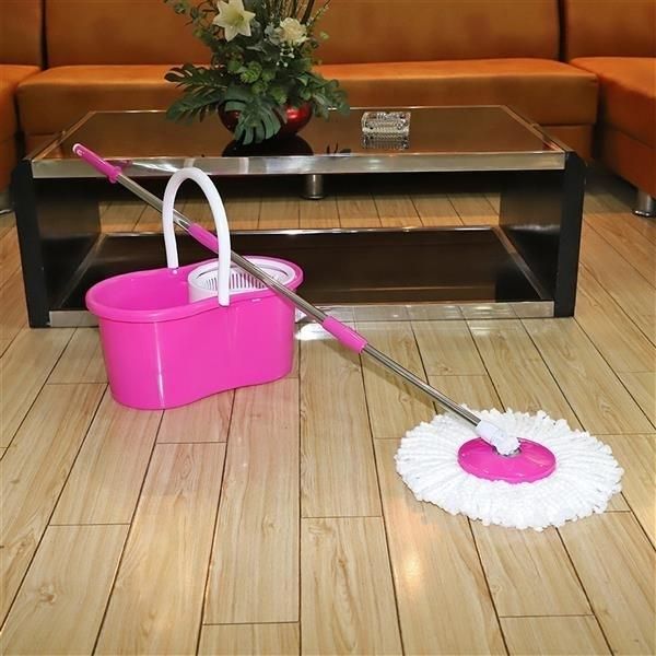 360° Spin Mop with Bucket & Dual Mop Heads Pink
