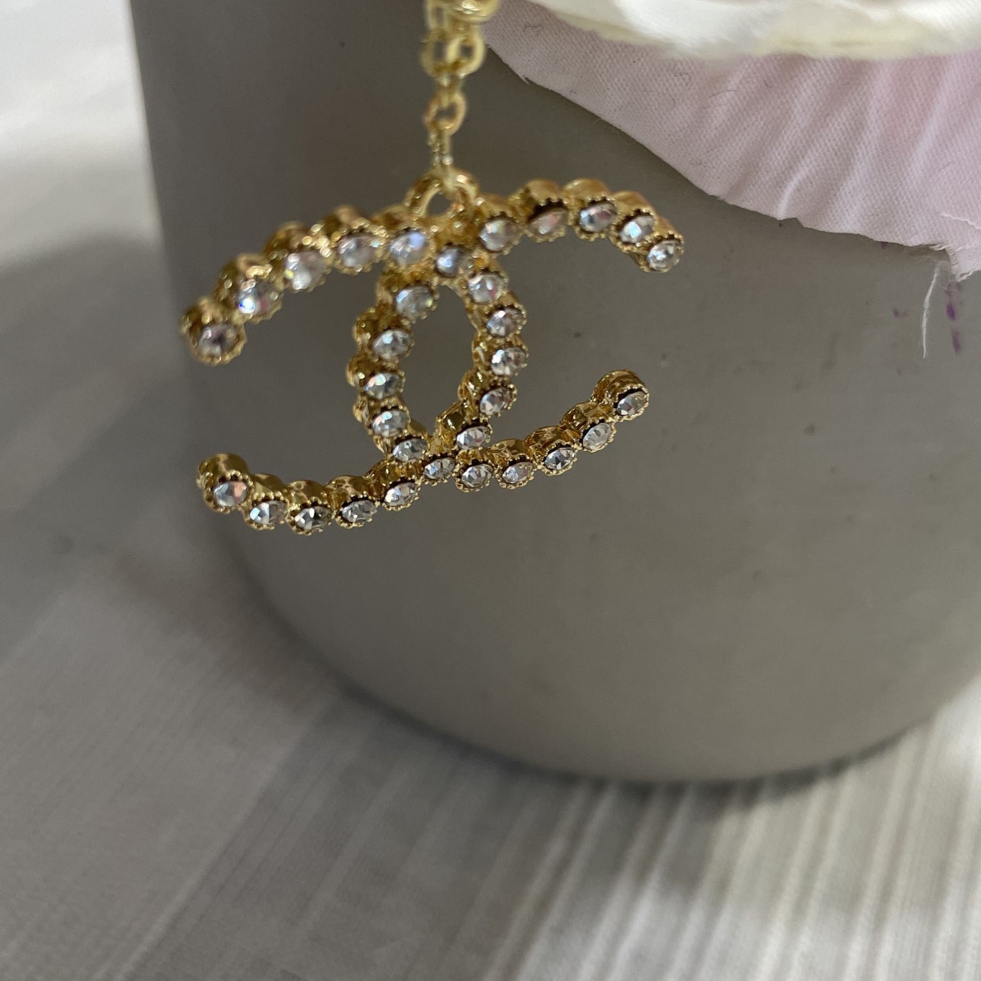 Fashion CC Gold tone necklace approximate length 13 inches