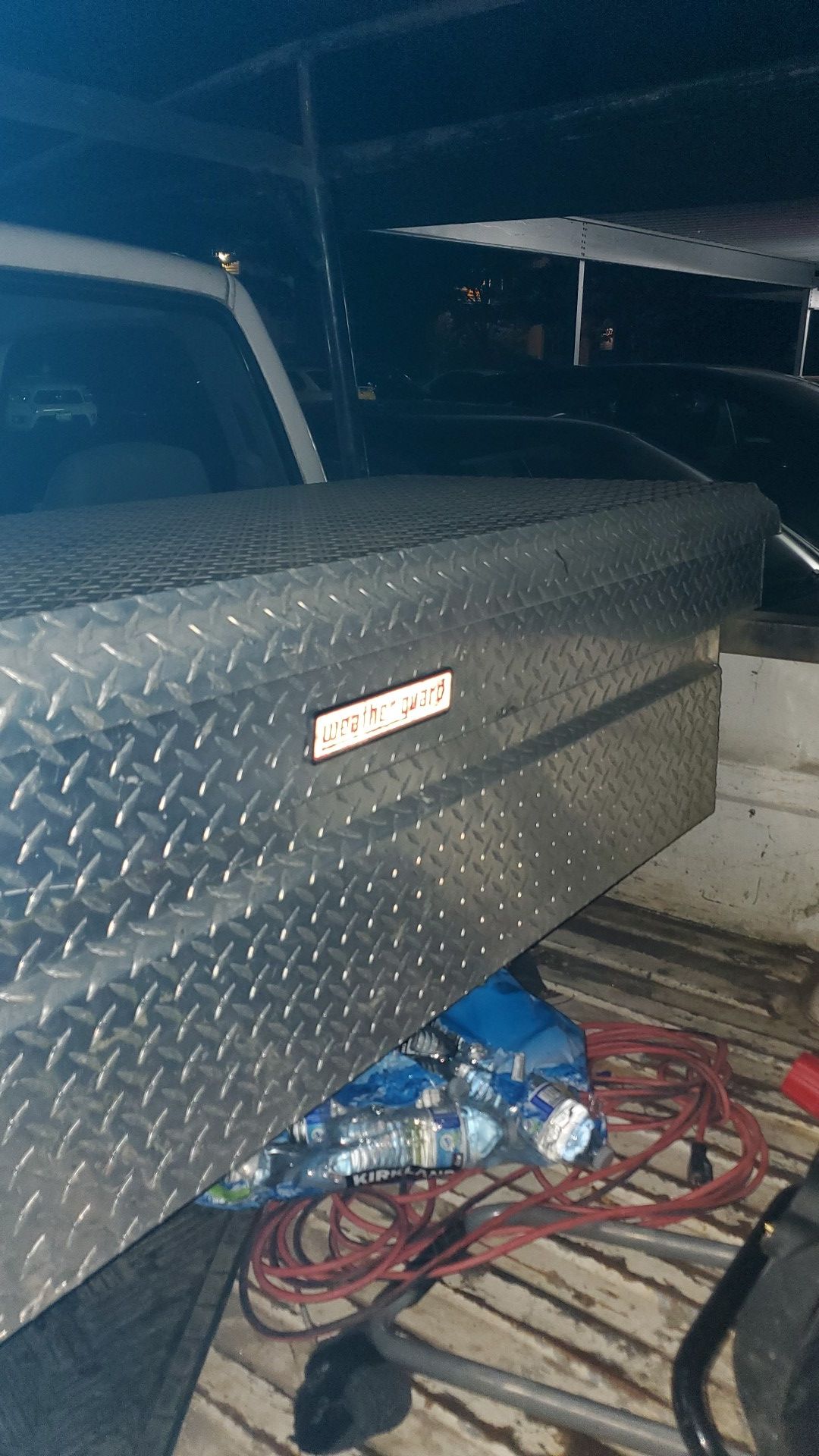 Large Diamond plate tool Box with side boxes and ladder rack optional