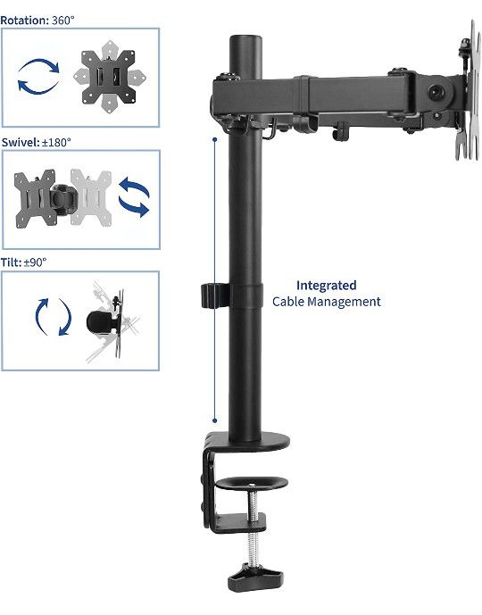VIVO Dual LCD LED 13 to 27 inch Monitor Desk Mount Stand, Heavy Duty Fully Adjustable, Fits 2 Screens, STAND-VO02