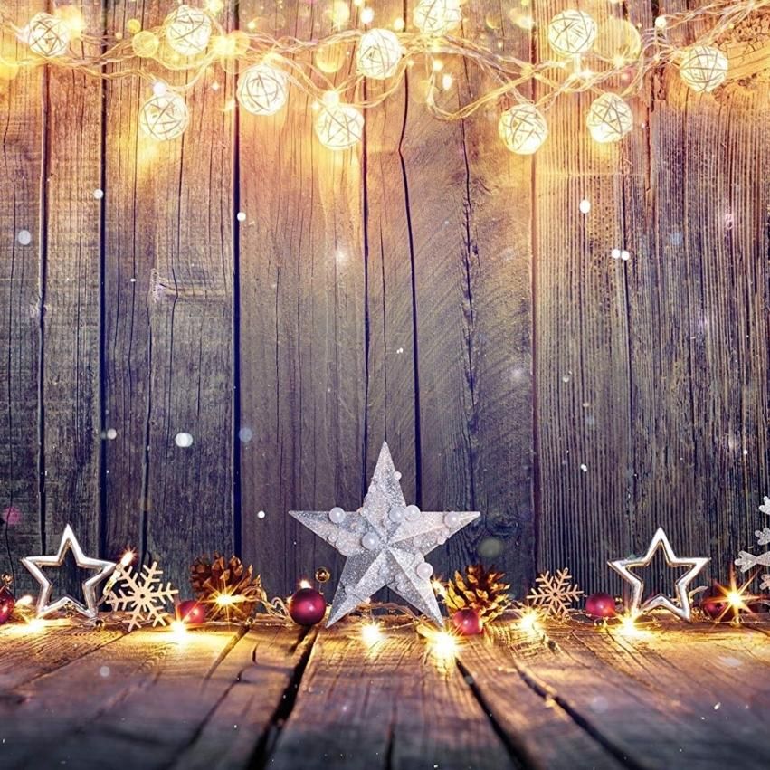 7x5ft Christmas Photo Backdrops Wood Backgrounds Light Glitter Decoration Photo Booth Props for Children
