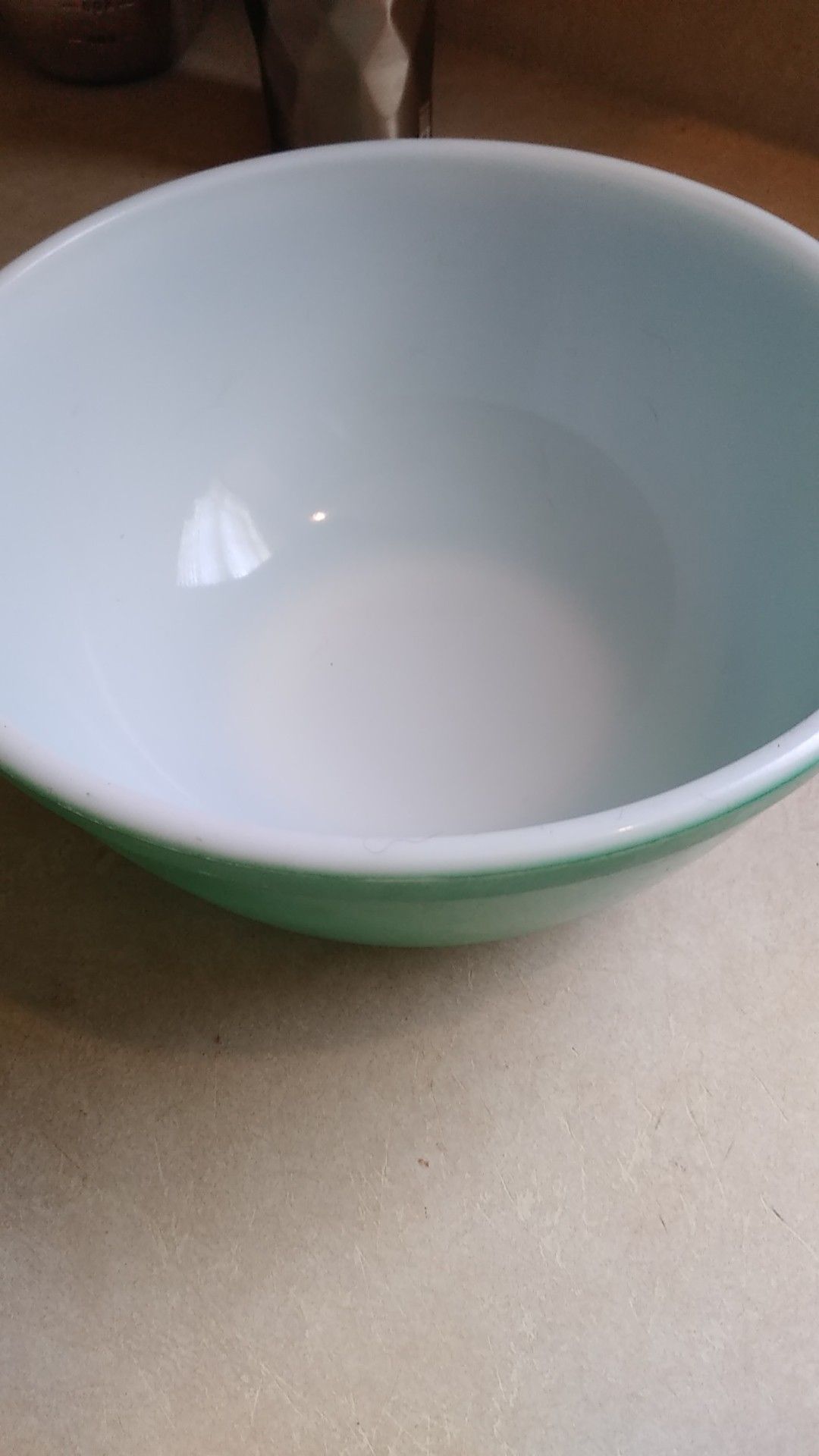 Medium size 403 Pyrex green bowl