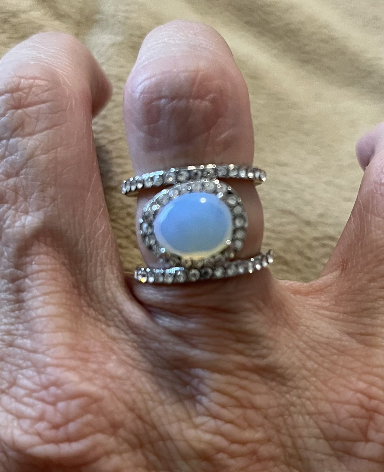 New CZ Moonstone Sterling Silver Ring 5