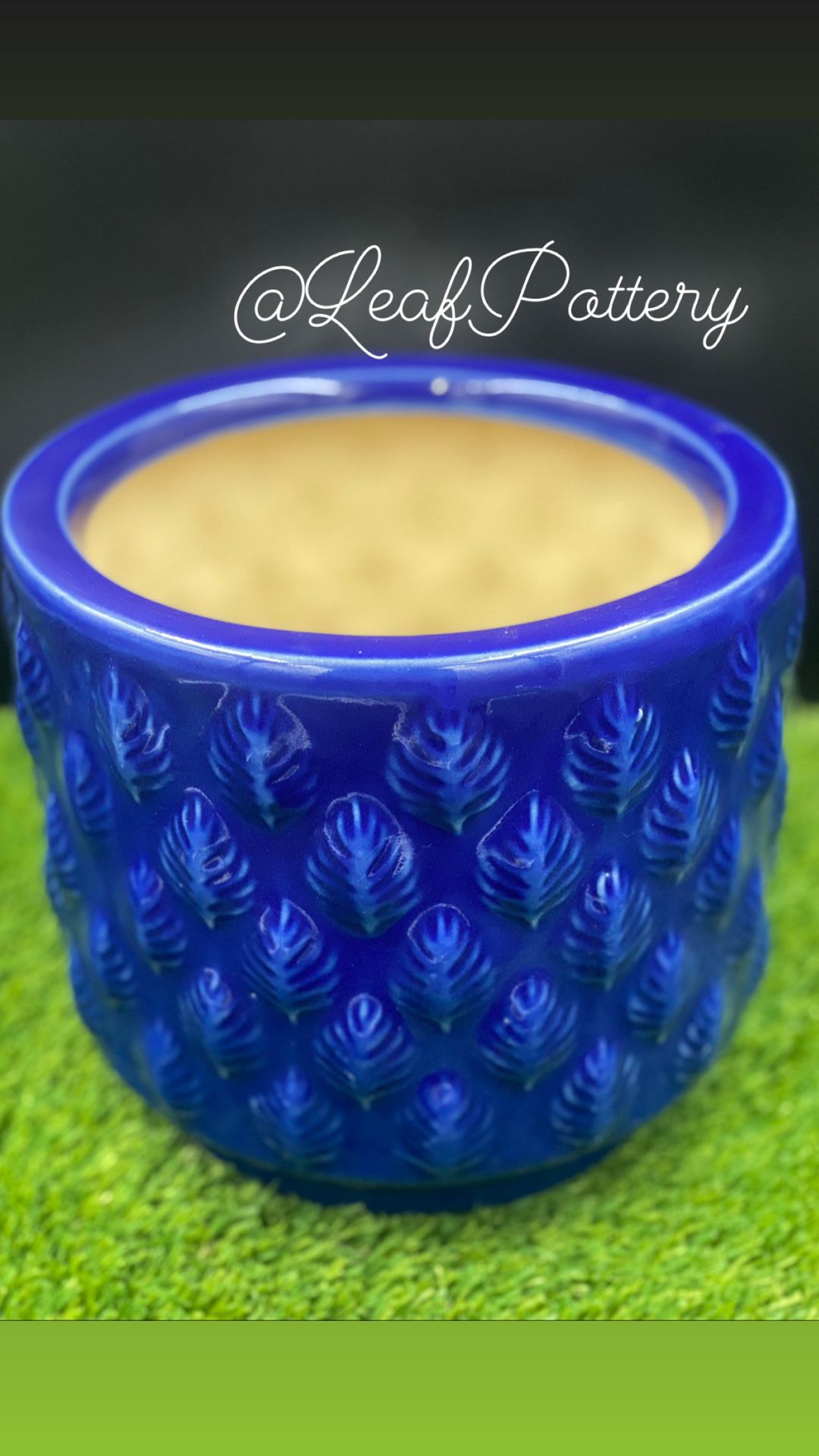 Blue Feathers Ceramic Planter Pot