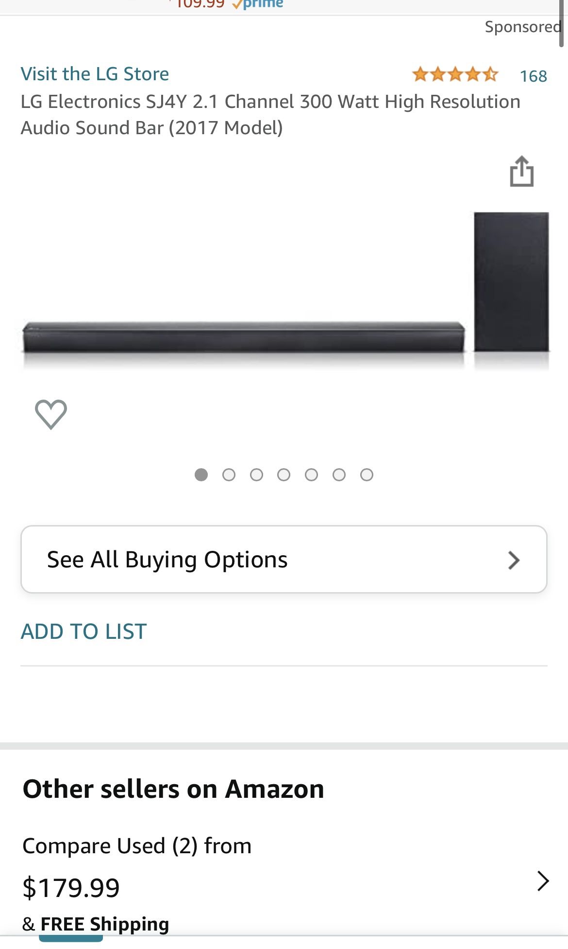 LG Sound bar With Sub Woofer