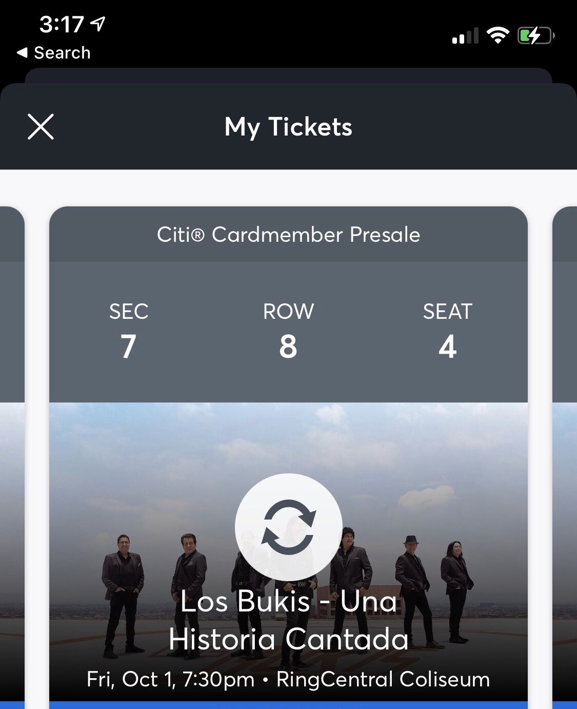 2 Boletos En Frente Los Bukis Oct. 1 $220cu