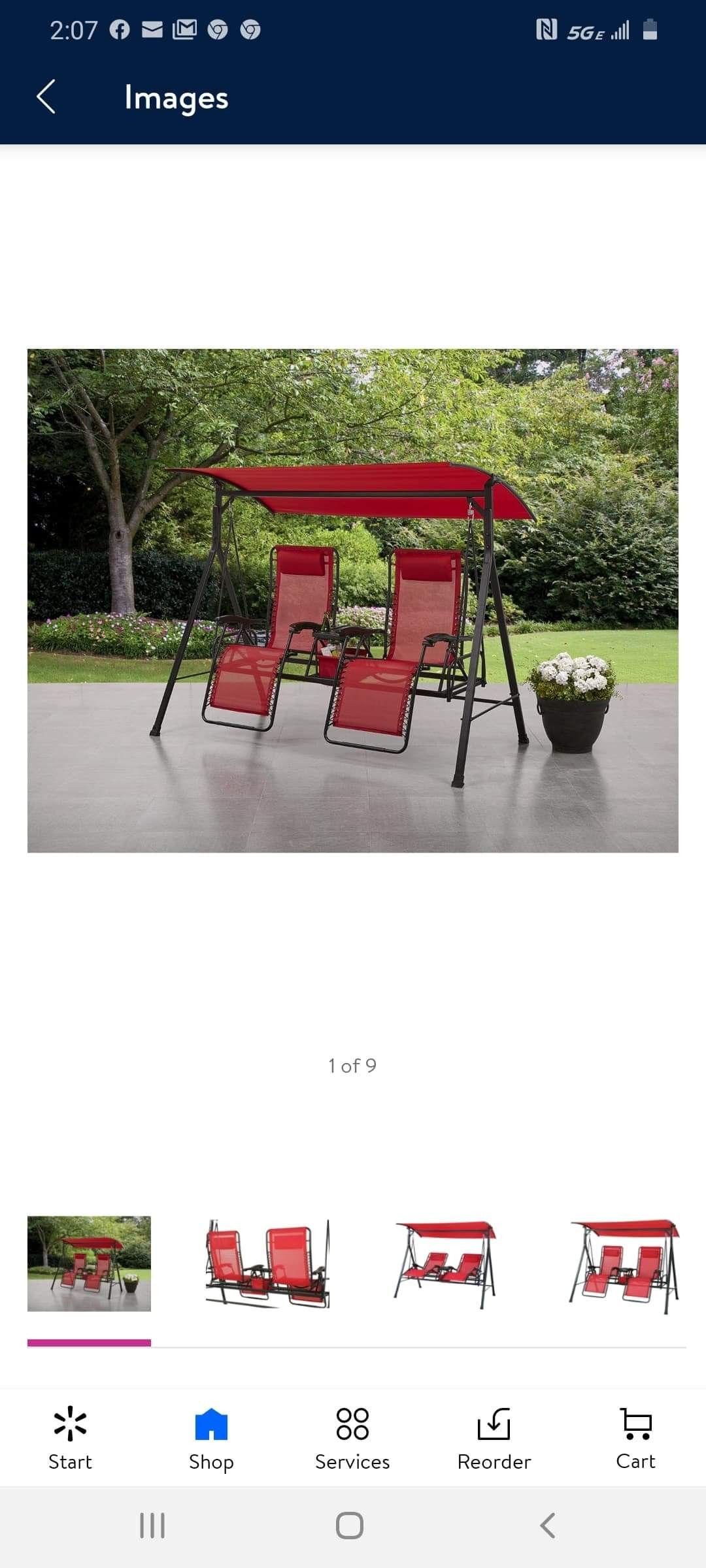 Mainstays Big and Tall Zero Gravity Outdoor Reclining Swing, Red for Sale in Bakersfield, CA
