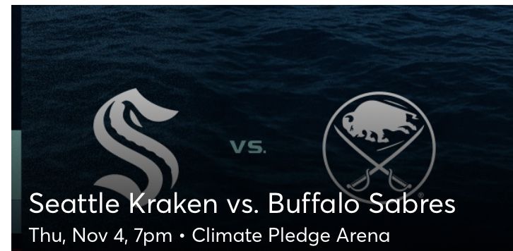 Kraken Vs Sabre $170/ticket