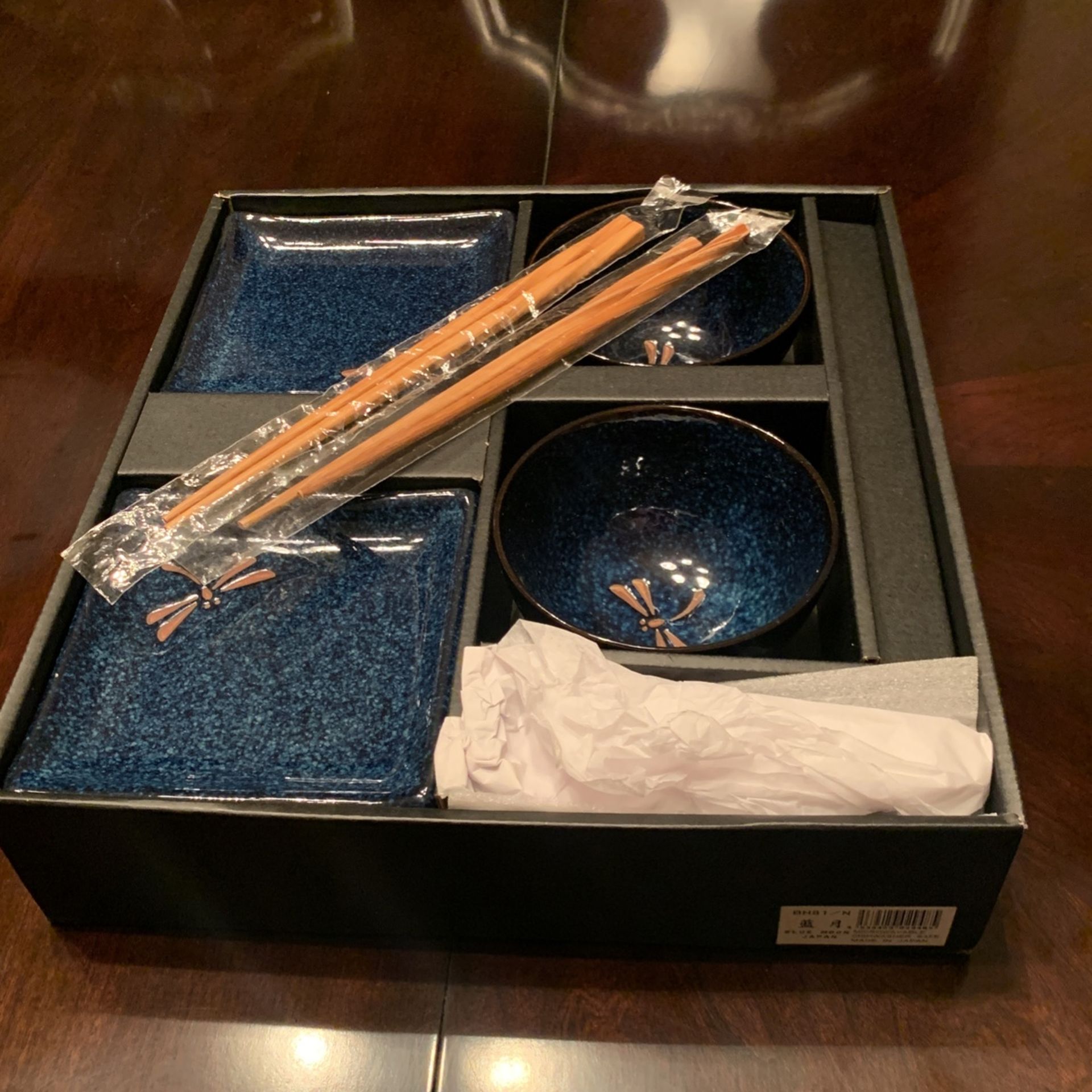 Japanese Dinnerware Set Dragonfly Blue