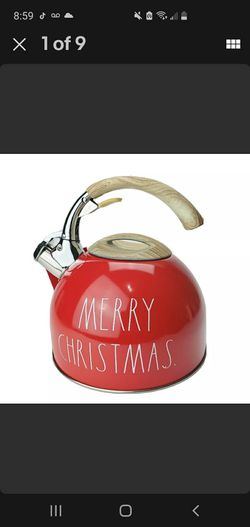 Rae Dunn by Magenta Red New Tea Kettle Pot Merry Christmas Holiday 2020 NWT Thumbnail