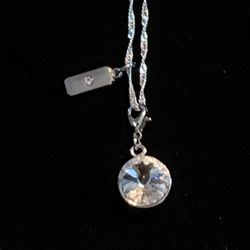 Swarovski Clear Stone April Birthstone Stamped .925 Silver Necklace  Thumbnail