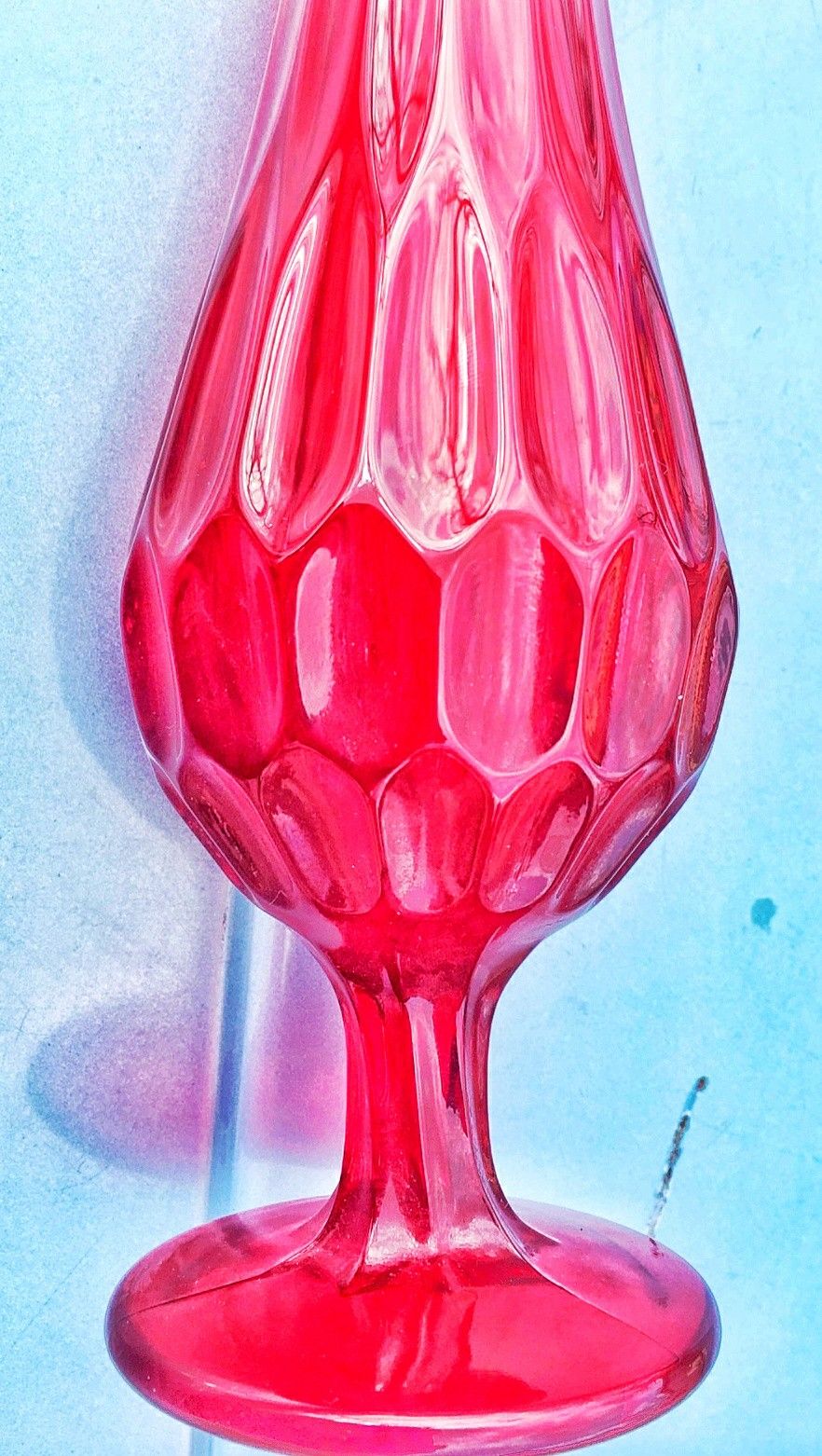 Mid Century Modern Art Glass Shwung Vase In Ruby Red 14" H