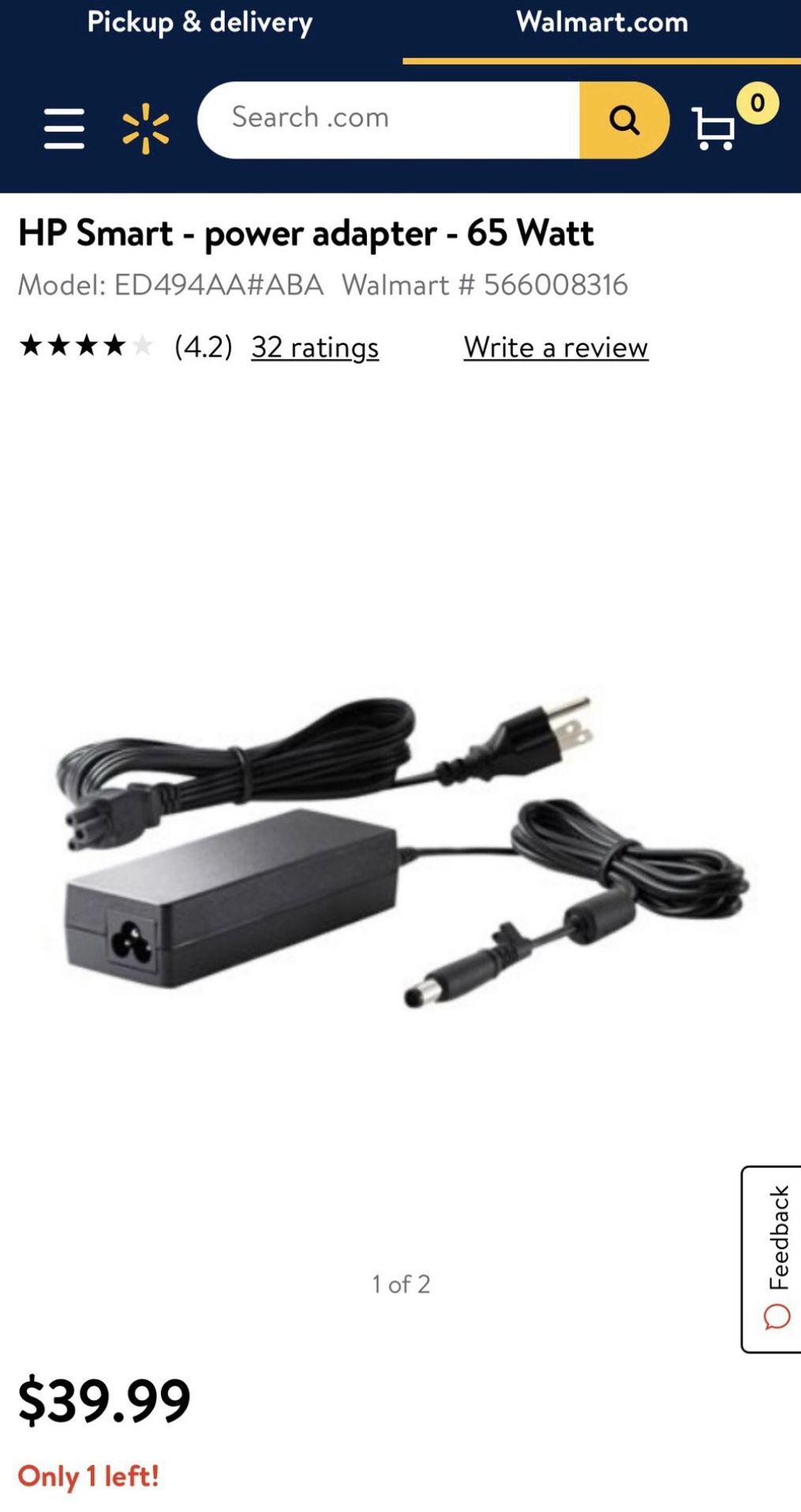 NEW HP 65w Smart AC Laptop Power Adapter