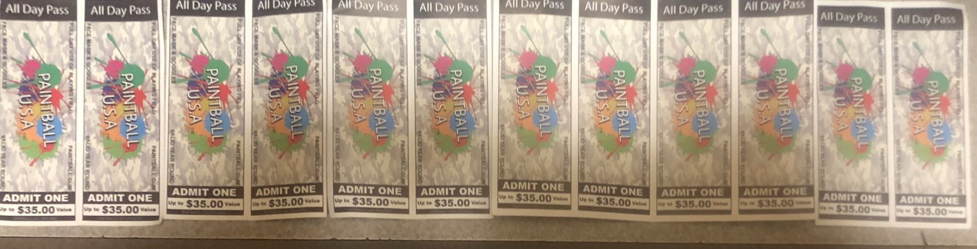 PAINT BALL GUNNING TICKETS X12
