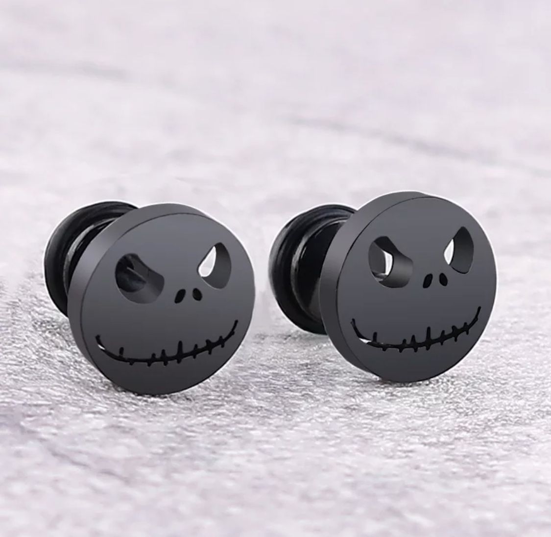 3 Pairs Jack Skellington Nightmare Before Christmas Stud Earrings Black Silver Gold
