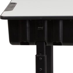 Desk with Grey Top and Adjustable Height Black Pedestal Frame Thumbnail