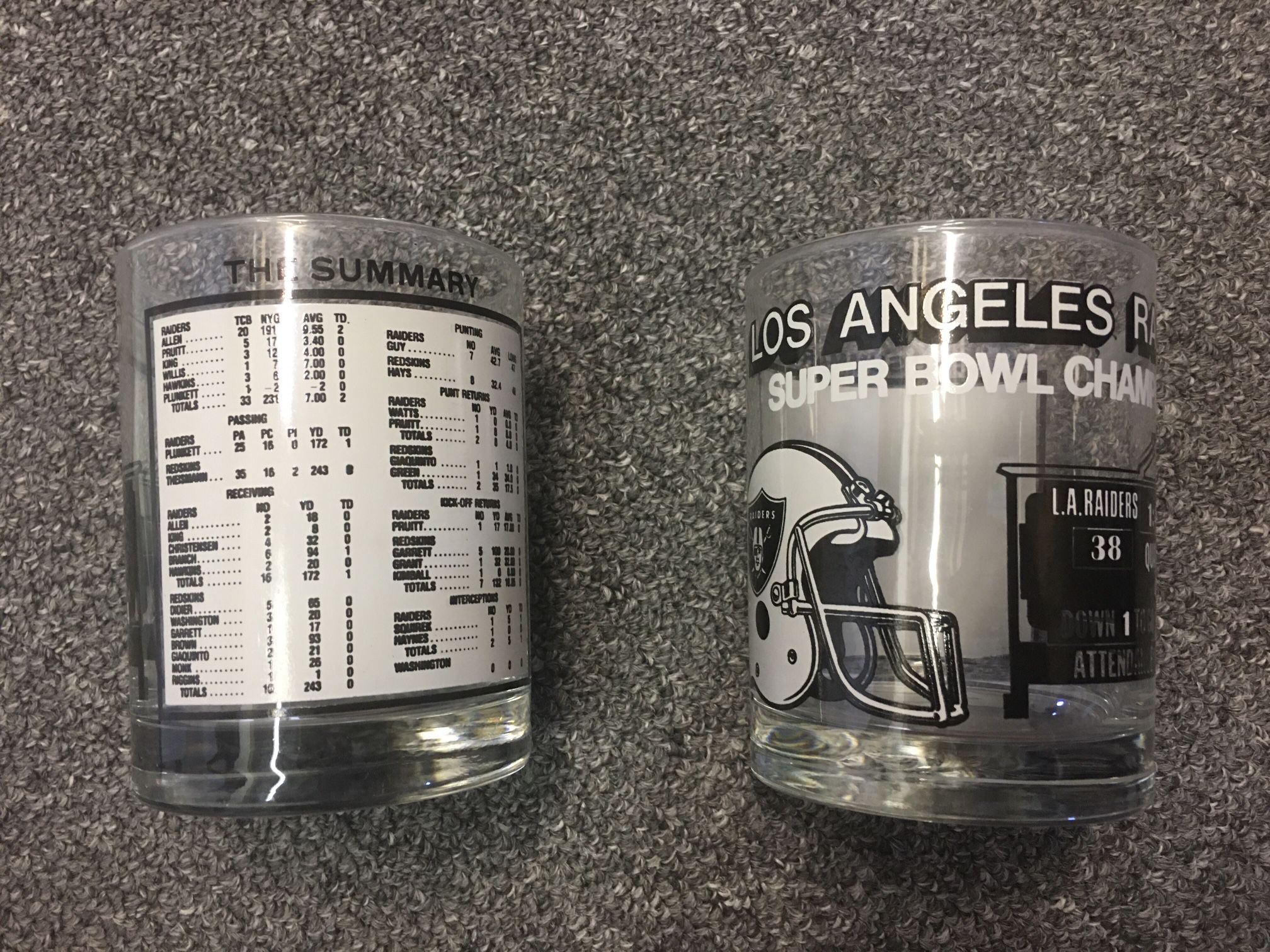 Vintage Los Angeles Raiders Glass And Coffee Mugs