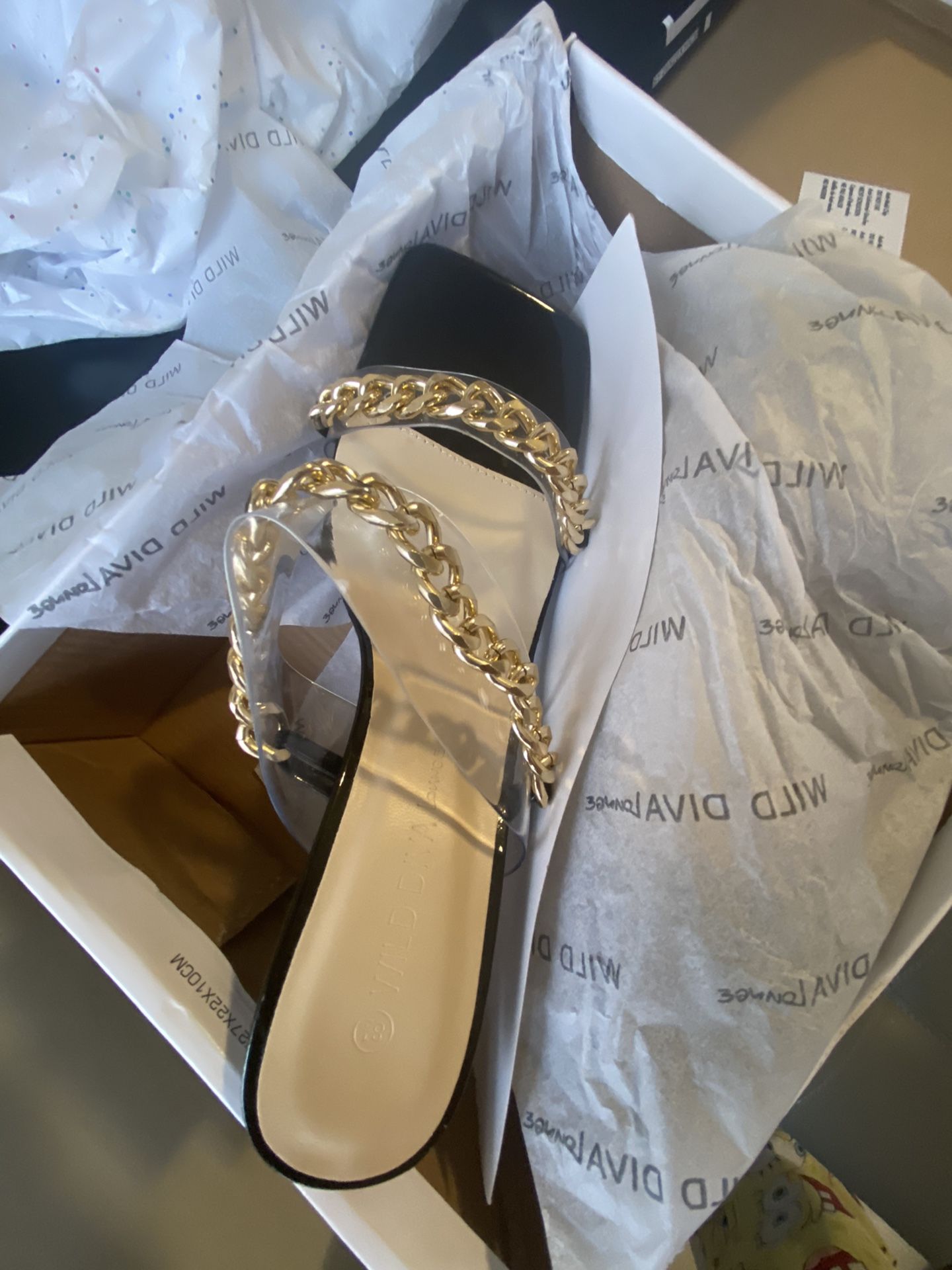 Black High Heels With Gold Chain!!