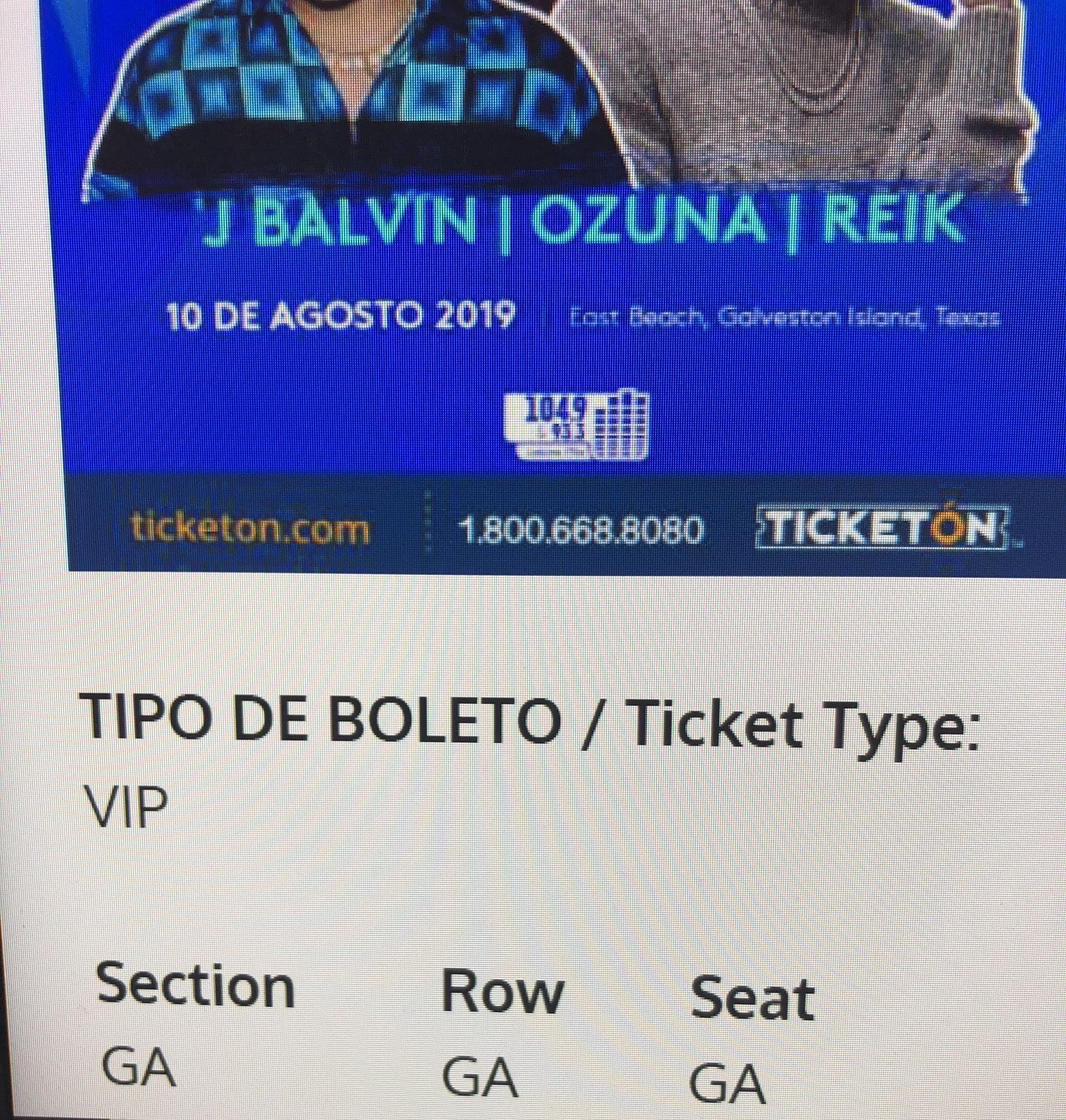 2 Concert tickets vip