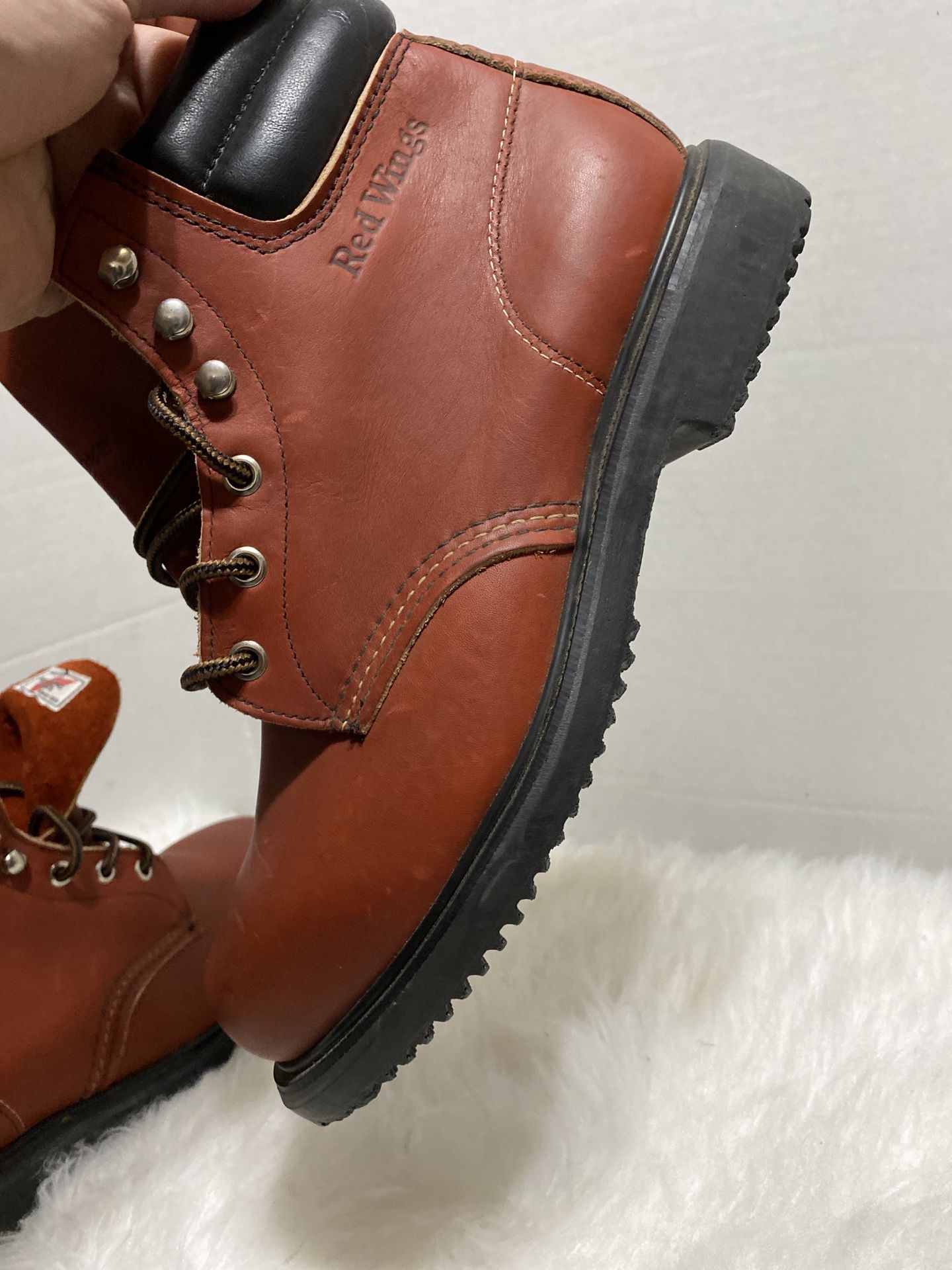 Red Wings Classic Women's Work Combat Leather Boots size 9 1/2 D 1607 Red Brown