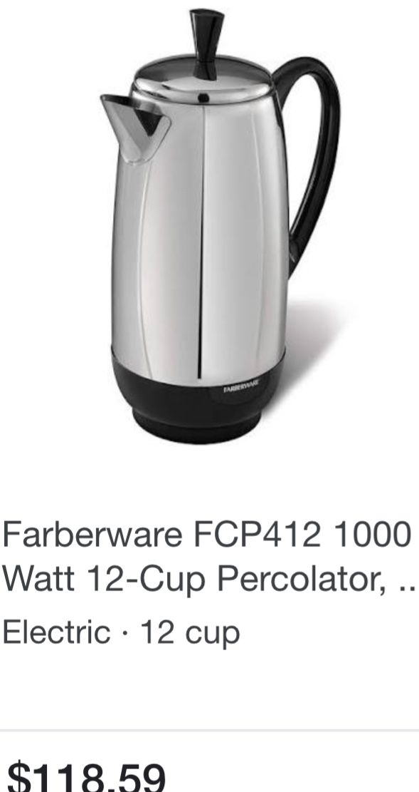 $25 Only Vintage Farberware Super fast Fully Automatic Stainless Steel Coffee Pot . Electrical Works like new. Sells from $100-$200