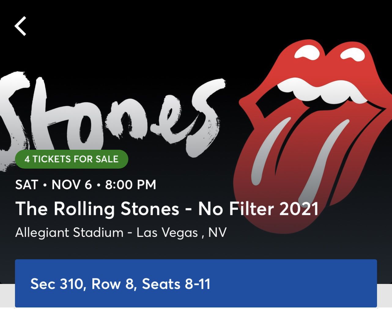  Music Rolling Stones Concert Low Price  !Deal  Vegas Section 310 Row 8