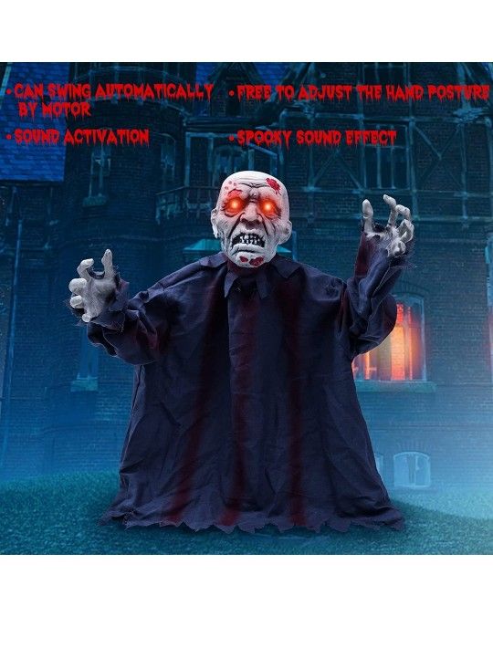 Halloween Decorations Halloween Outdoor Groundbreaker Zombie with Horror Sound and Glowing Eyes Halloween Bar Haunted House Party Props (Groundbreaker