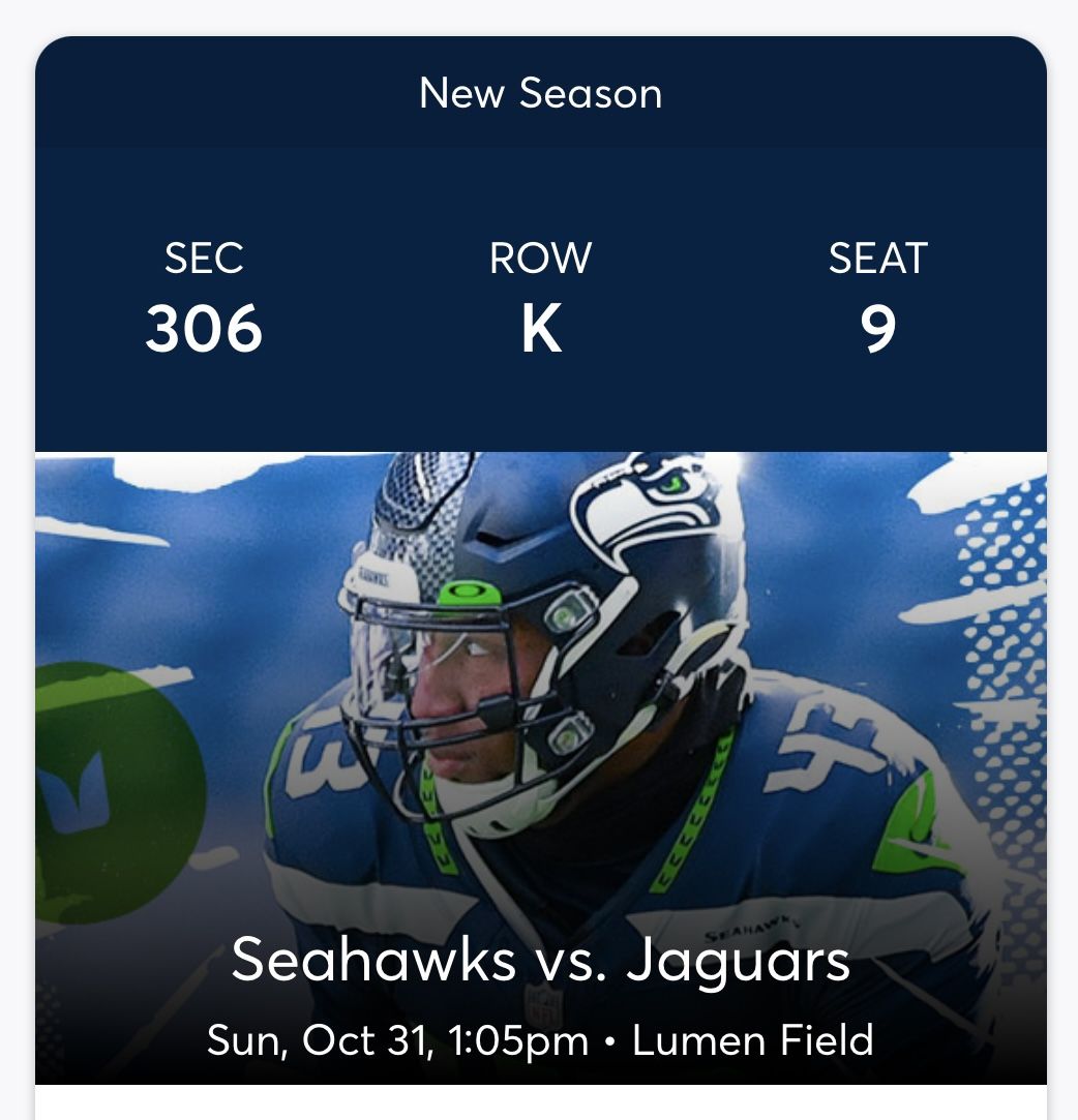 Seahawks Vs Jaguars Halloween Football 10/31 SECTION 306
