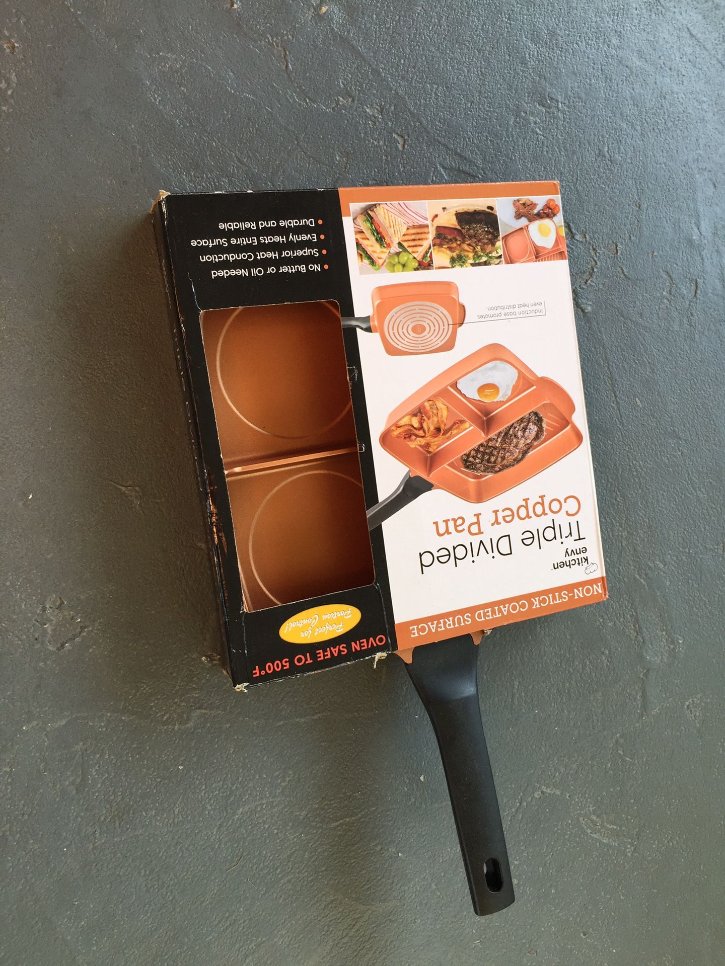 Triple divided copper pan