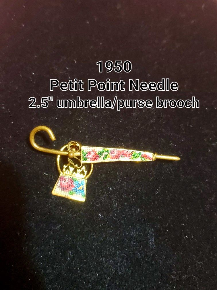 1950s Petit Needle Point Umbrella Brooch