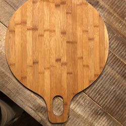 Wood Cutting Board and Red Salad Bowl with Tray Thumbnail