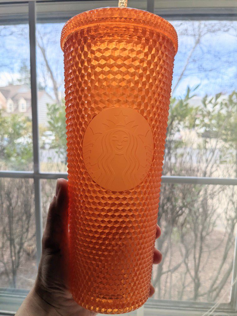 Starbucks Thailand Exclusive Orange Bling Studded Cup BNWT 