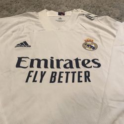 Adidas Real Madrid 2020-2021 Home Long Sleeve Jersey White/Pink Men’s Size 2XL $100 Thumbnail