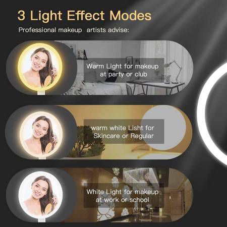 7 Inch Makeup Mirror with Lights, 1x 5X Magnifying Double Sided Cosmetic LED Mirror 3 Lights Settings Touch Control Dimmable Vanity Mirrors