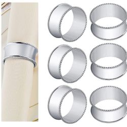 Frjjthchy Stainless Steel Bead Side Napkin Rings Delicate Serviette Buckles(Silver) Thumbnail