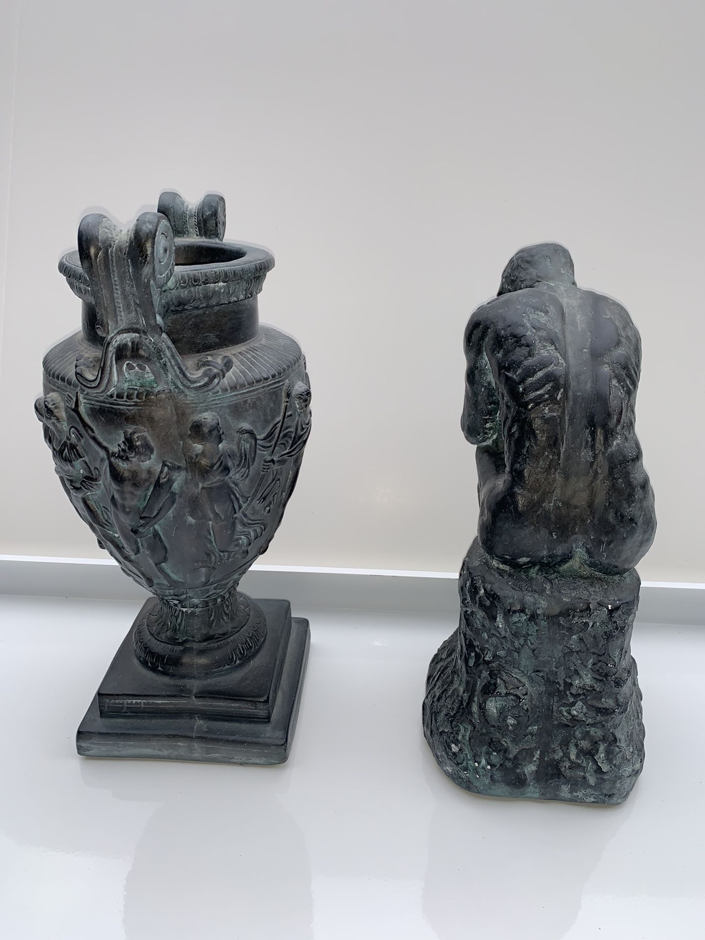 Urn + The Thinker Statue