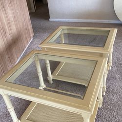 2 End Tables With Glass Tops Thumbnail