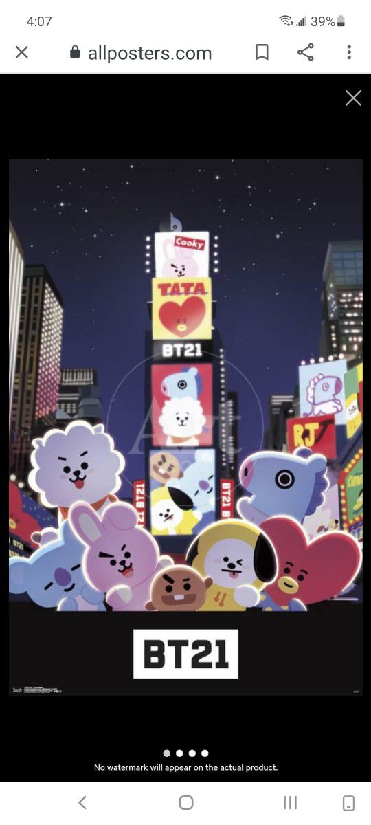 BT21 Poster New Line Friends Cartoon BtS Times Square Bts21