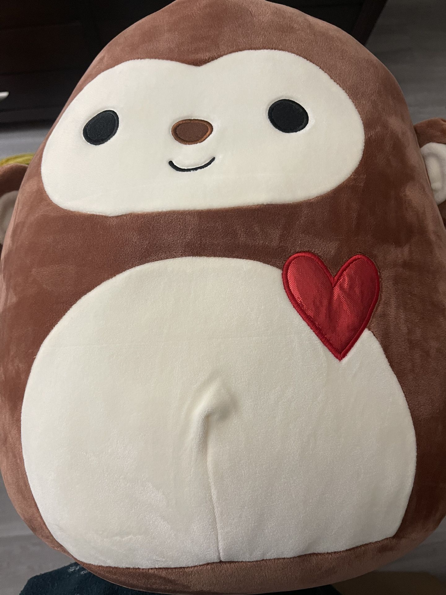 Squishmallow Momo Monkey 16" Plush Brown Red Heart Valentine's 2021 Kellytoy NWT