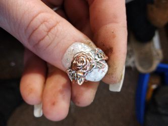 Rose Gold And Gold Swirl Rose Ring Thumbnail