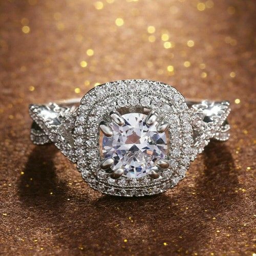 Gorgeous 925 Silver Rings Round Cut White Sapphire Women Wedding Rings Size 6-10
