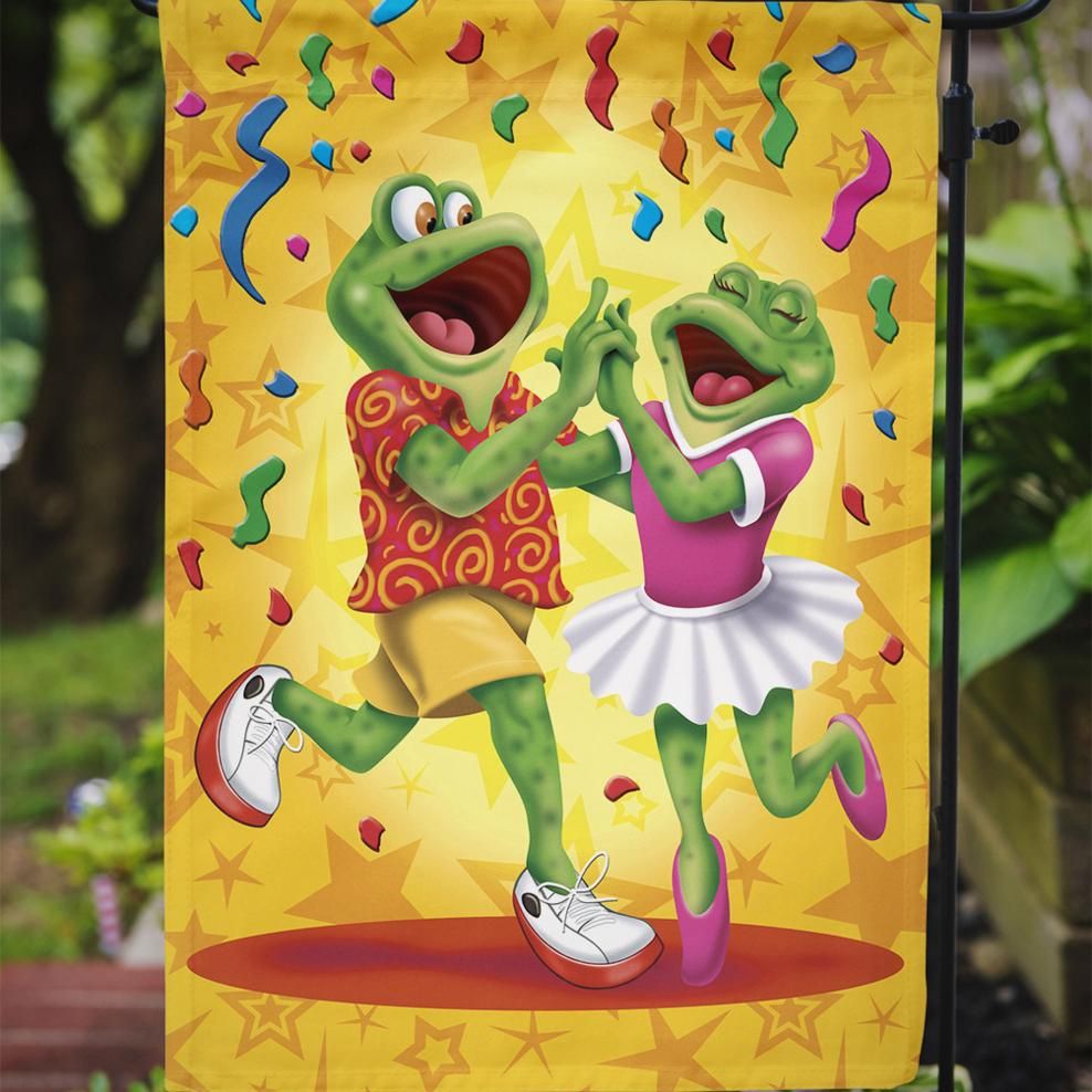 Caroline's Treasures APH3874GF Frog Swing Dancing Flag Garden Size , Small, multicolor