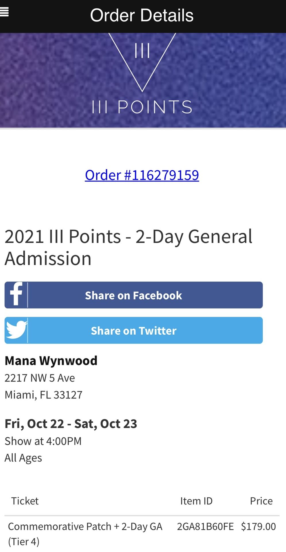 III Points GA TICKET