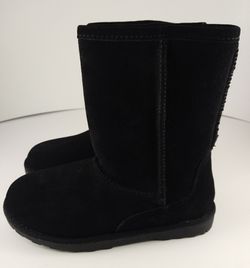 New Melrose Ave 'Penny' Black Leather Faux Fur Lined Kids Boots Girls Size 1 Thumbnail
