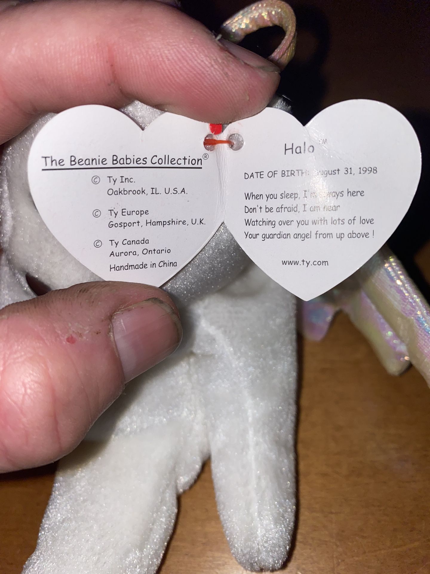💯Rare Collectible “Halo Bear” Beanie Baby With 1998 Tag