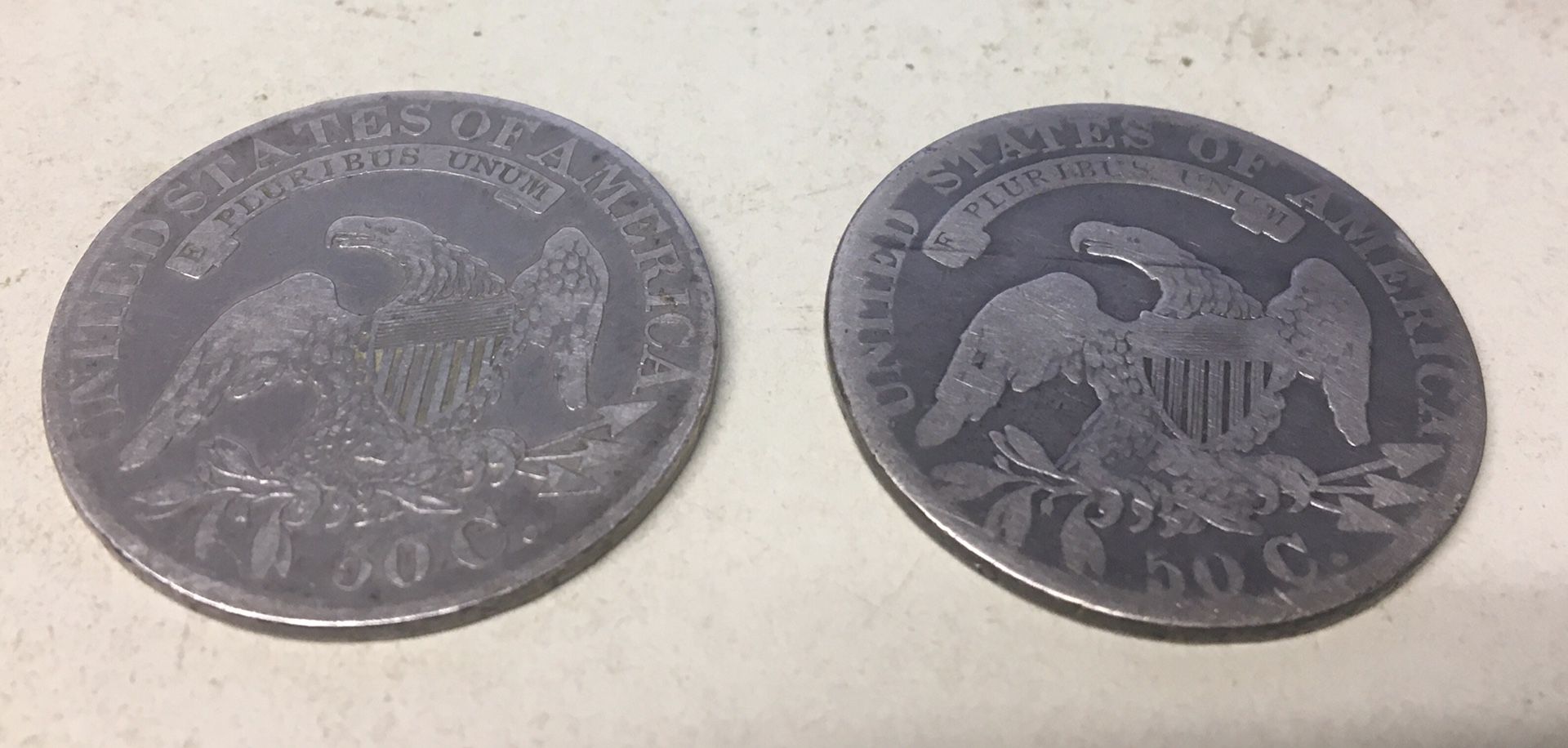 1828 & 1833 SILVER HALF DOLLARS