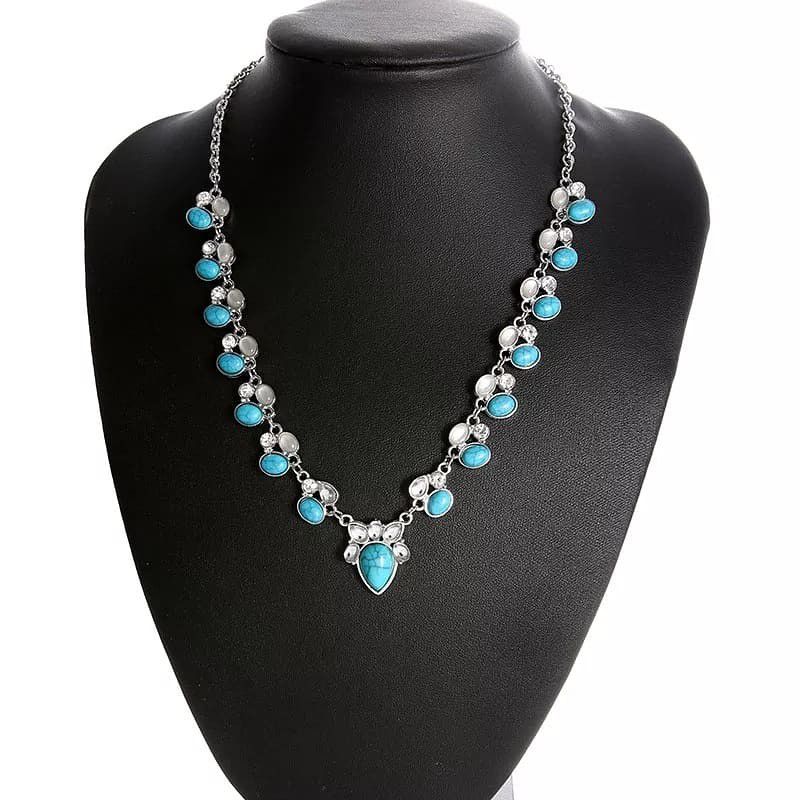 Silver color and turquoise necklace