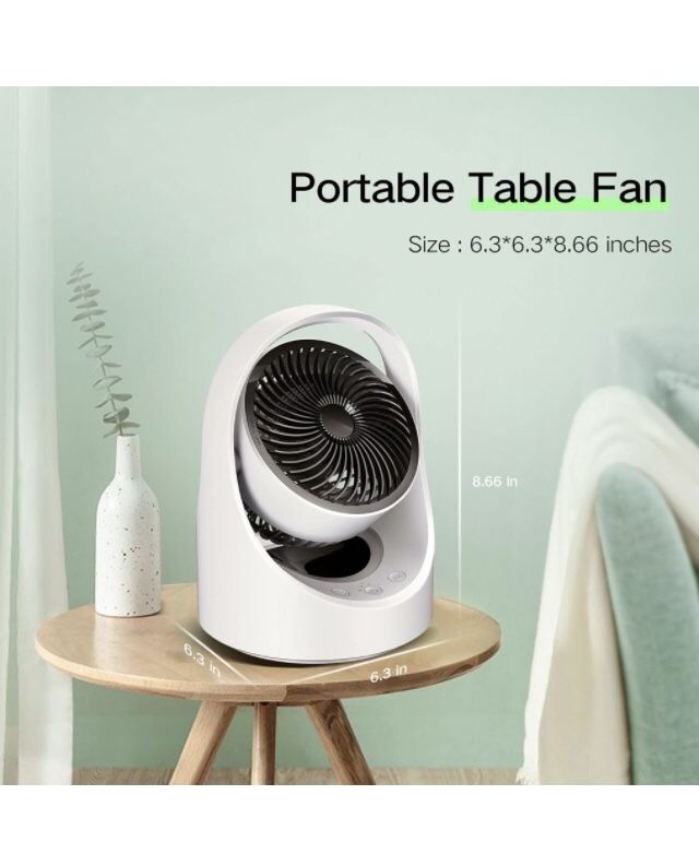 USB Personal Desk fan , Small Quiet Desktop table fan ,4 speeds Rechargeable Oscillating Cordless fan with Led light