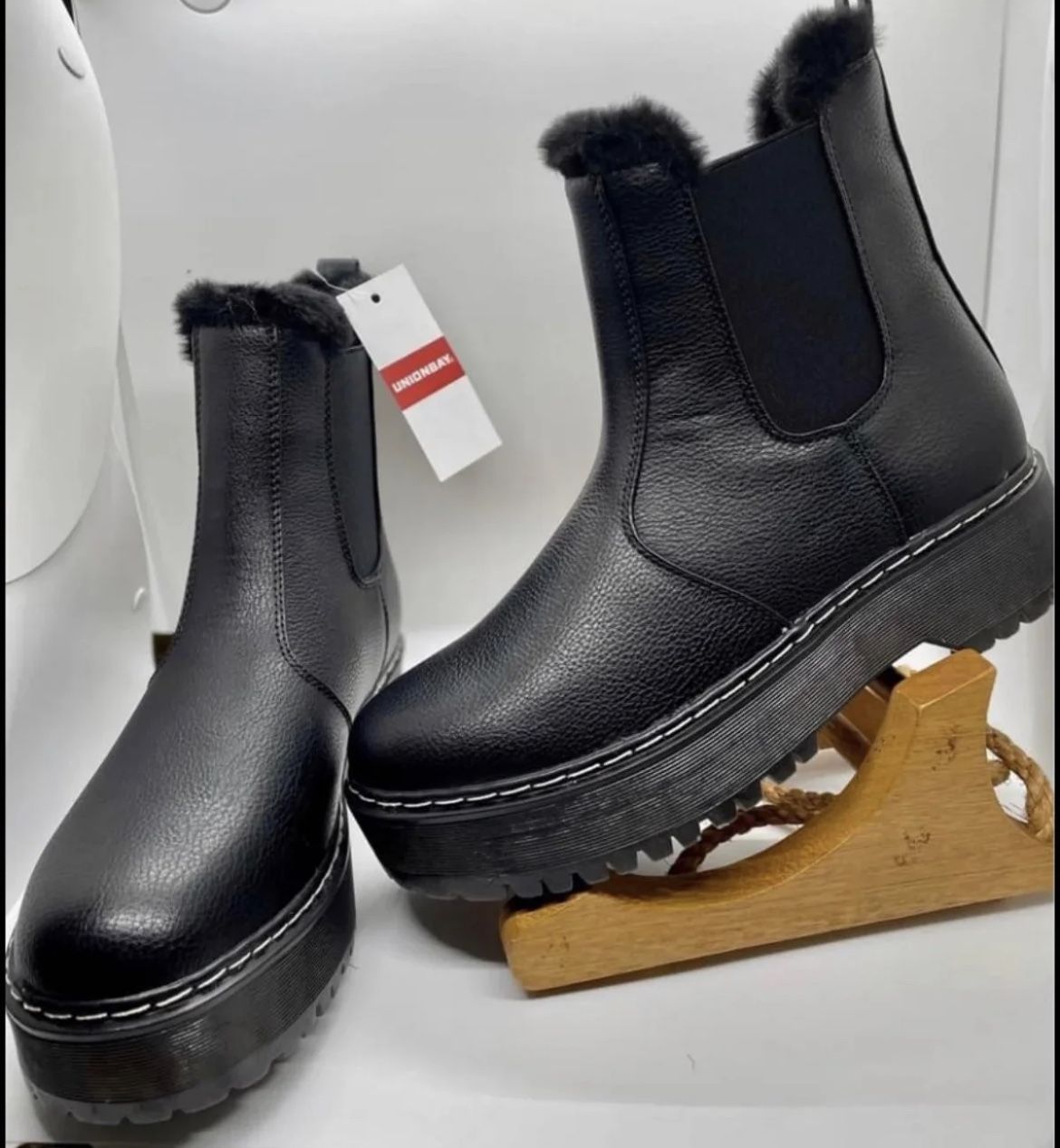 UNIONBAY Kayla Chelsea Faux Fur Platfom Boots